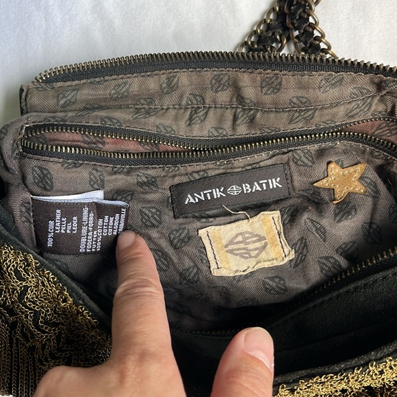 Antik Batik suede leather bag with brass fringe - Picture 3 of 4